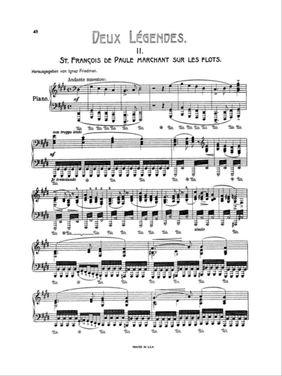 Liszt: Legend-- St. Francis Walking Over the Waves Piano Solo scores gallery preview page 2