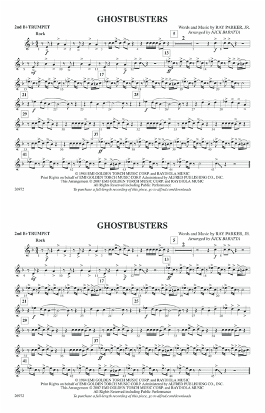 Ghostbusters: 2nd B-flat Trumpet Marching Band scores gallery preview page 1