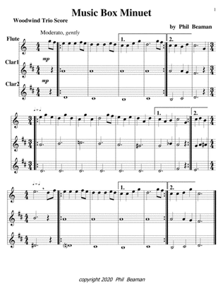 Music Box Minuet-Flute-2 Clarinet trio
