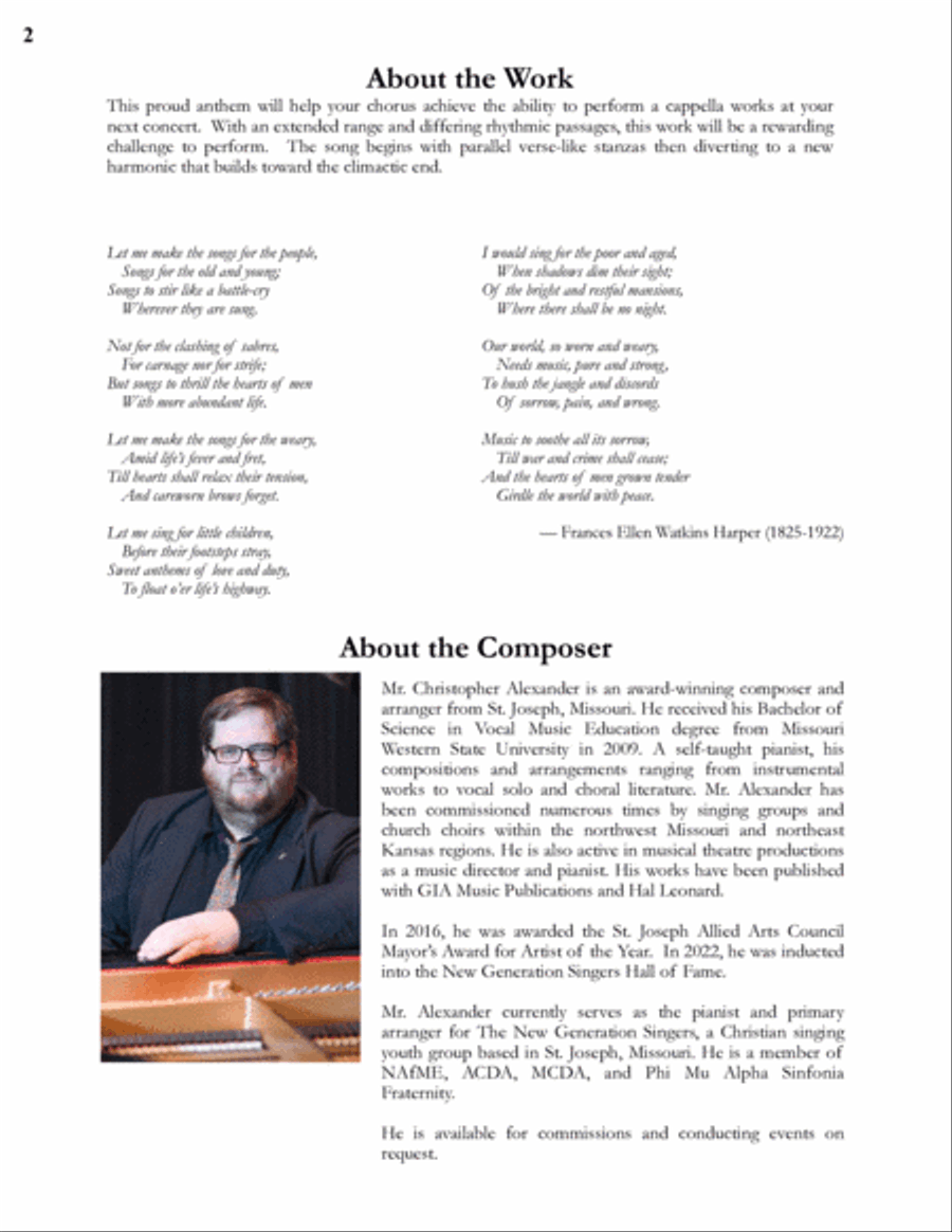 Let Me Make the Songs for the People A Cappella scores gallery preview page 2