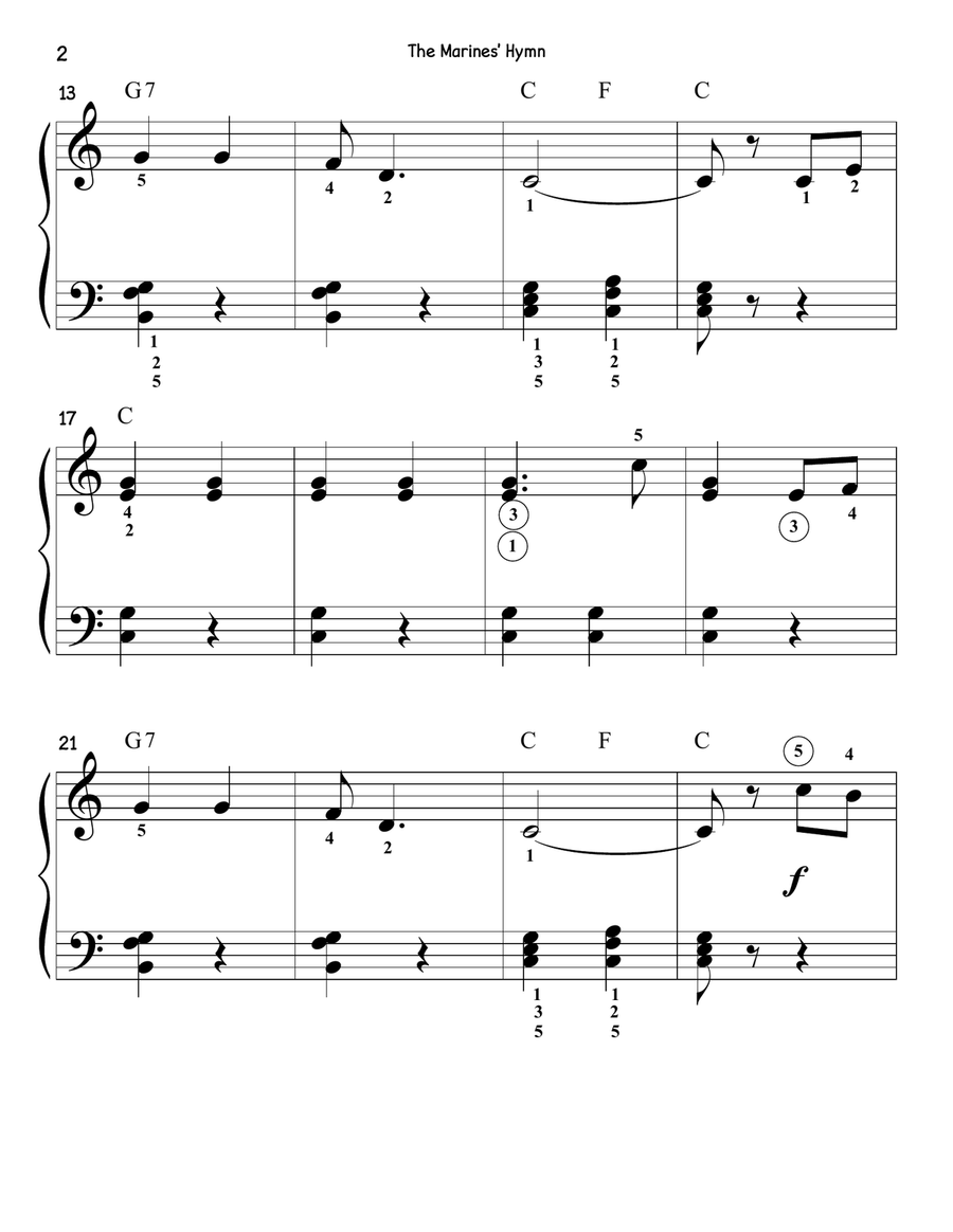 The Marines' Hymn (big note) - Easy Piano Piano Method scores gallery preview page 2