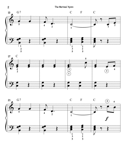 The Marines' Hymn (big note) - Easy Piano image number null