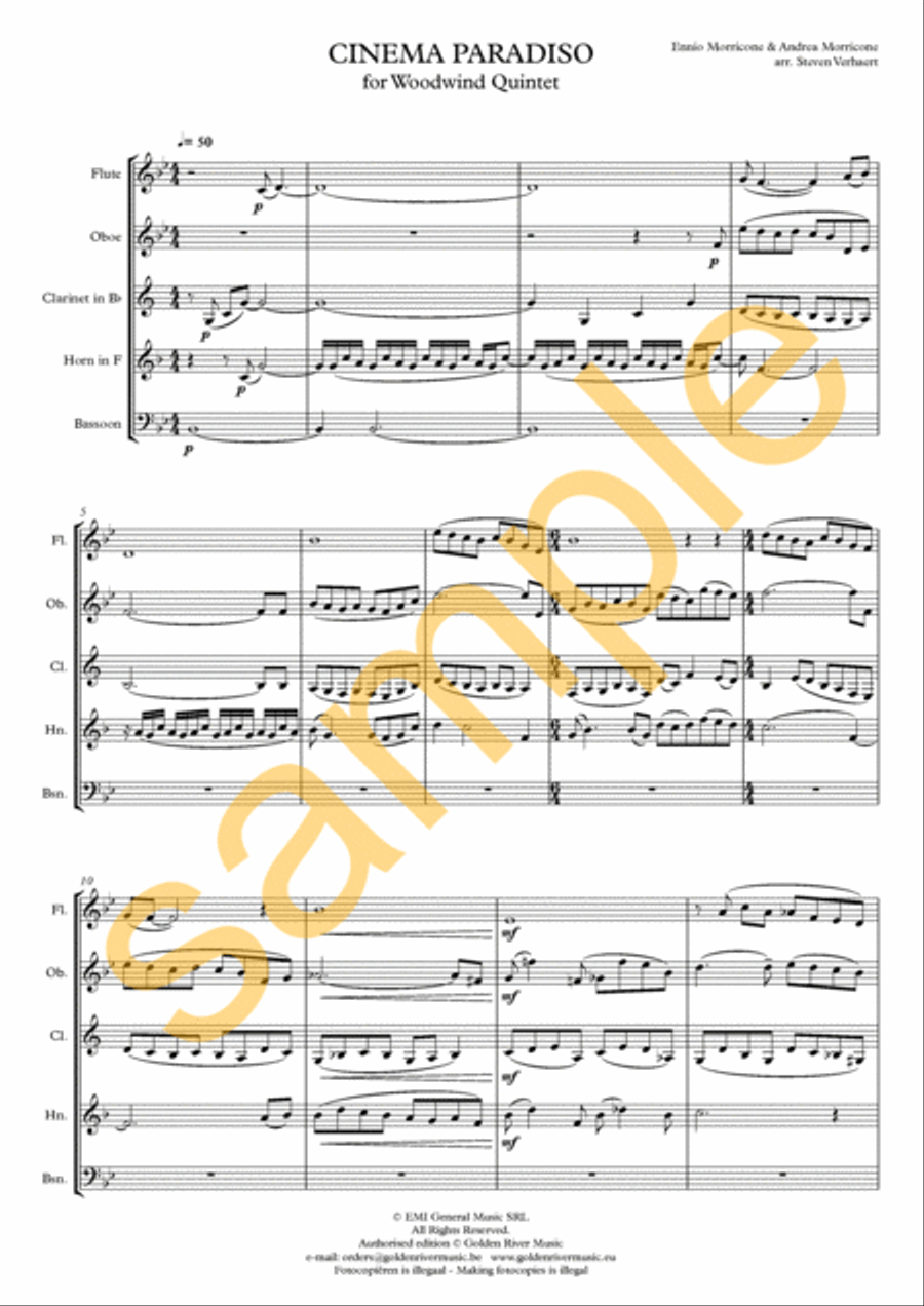 Cinema Paradiso - woodwind quintet Woodwind Quintet scores gallery preview page 2