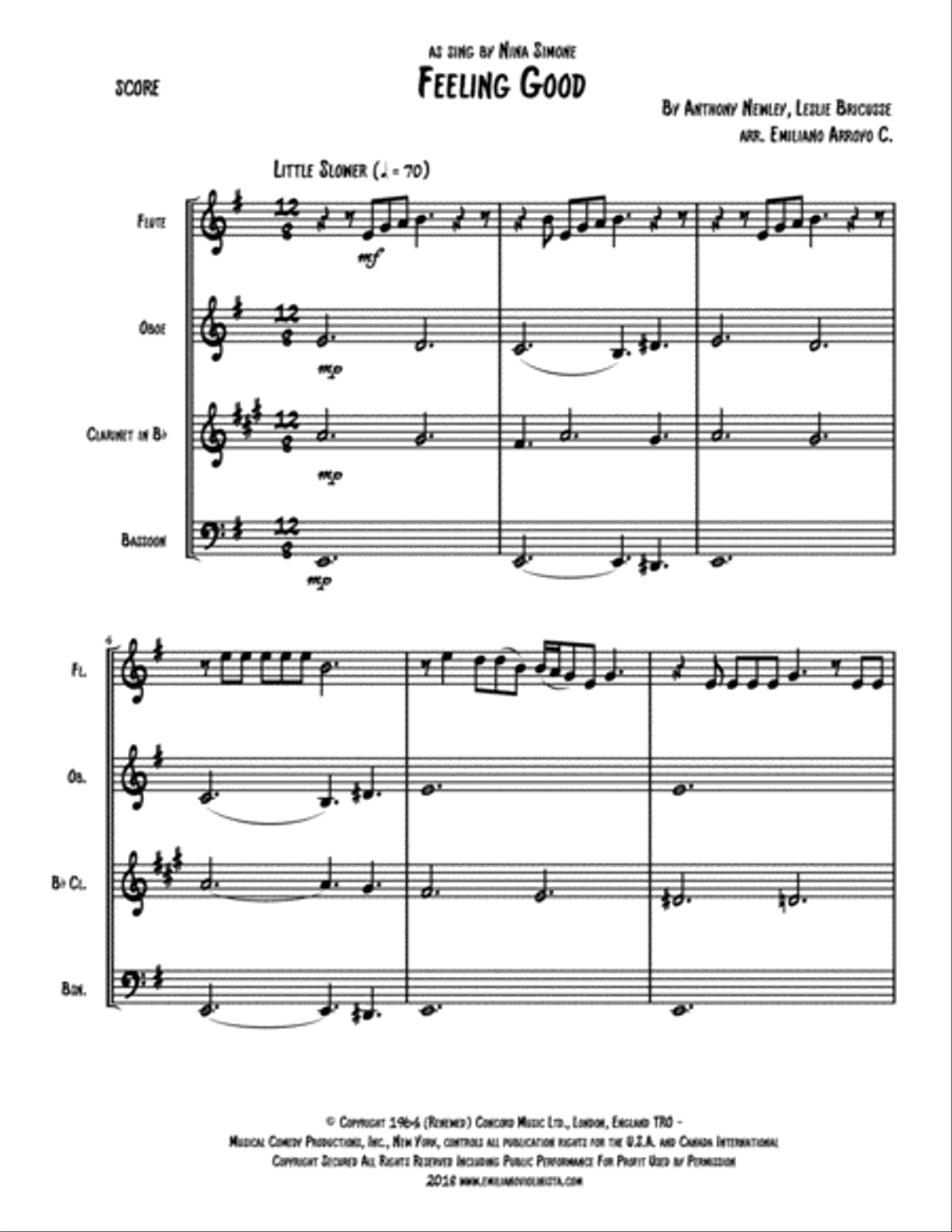 Feeling Good Woodwind Quartet scores gallery preview page 2