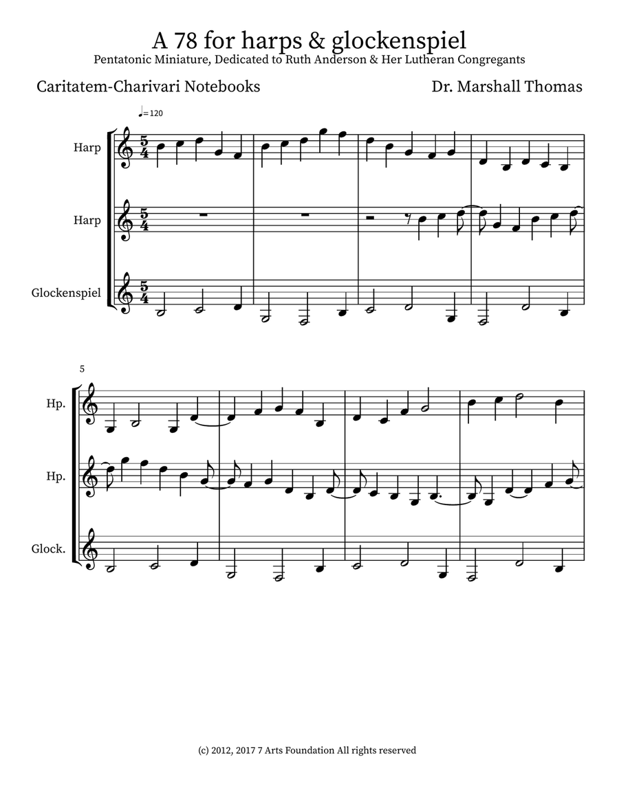 A 78 for harps & glockenspiel Small Ensemble scores gallery preview page 1
