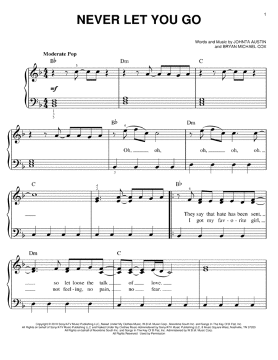 Never Let You Go Voice scores gallery preview page 1