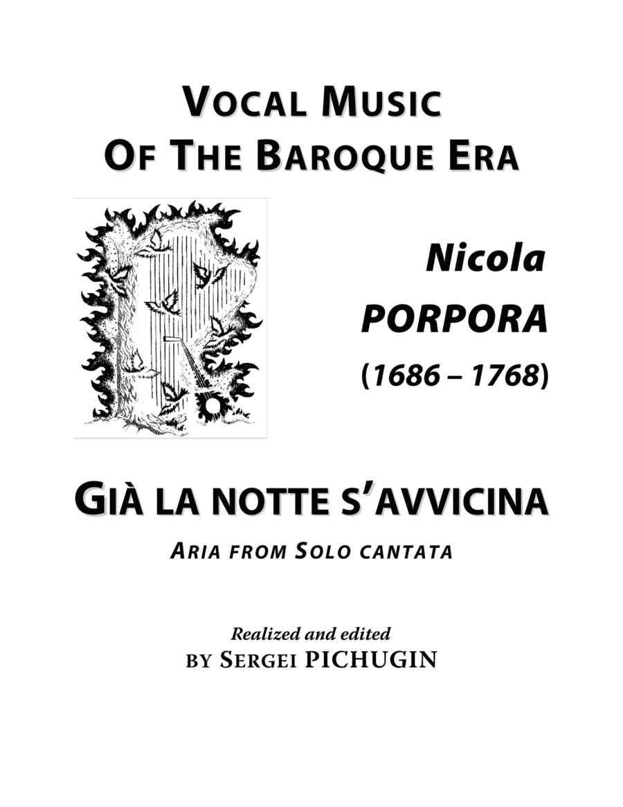 PORPORA Nicola: Già la notte s'avvicina, aria from the cantata, arranged for Voice and Piano (F maj image number null