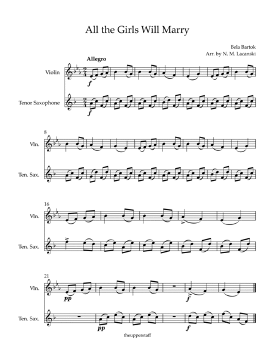 All the Girls Will Marry Tenor Saxophone scores gallery preview page 2