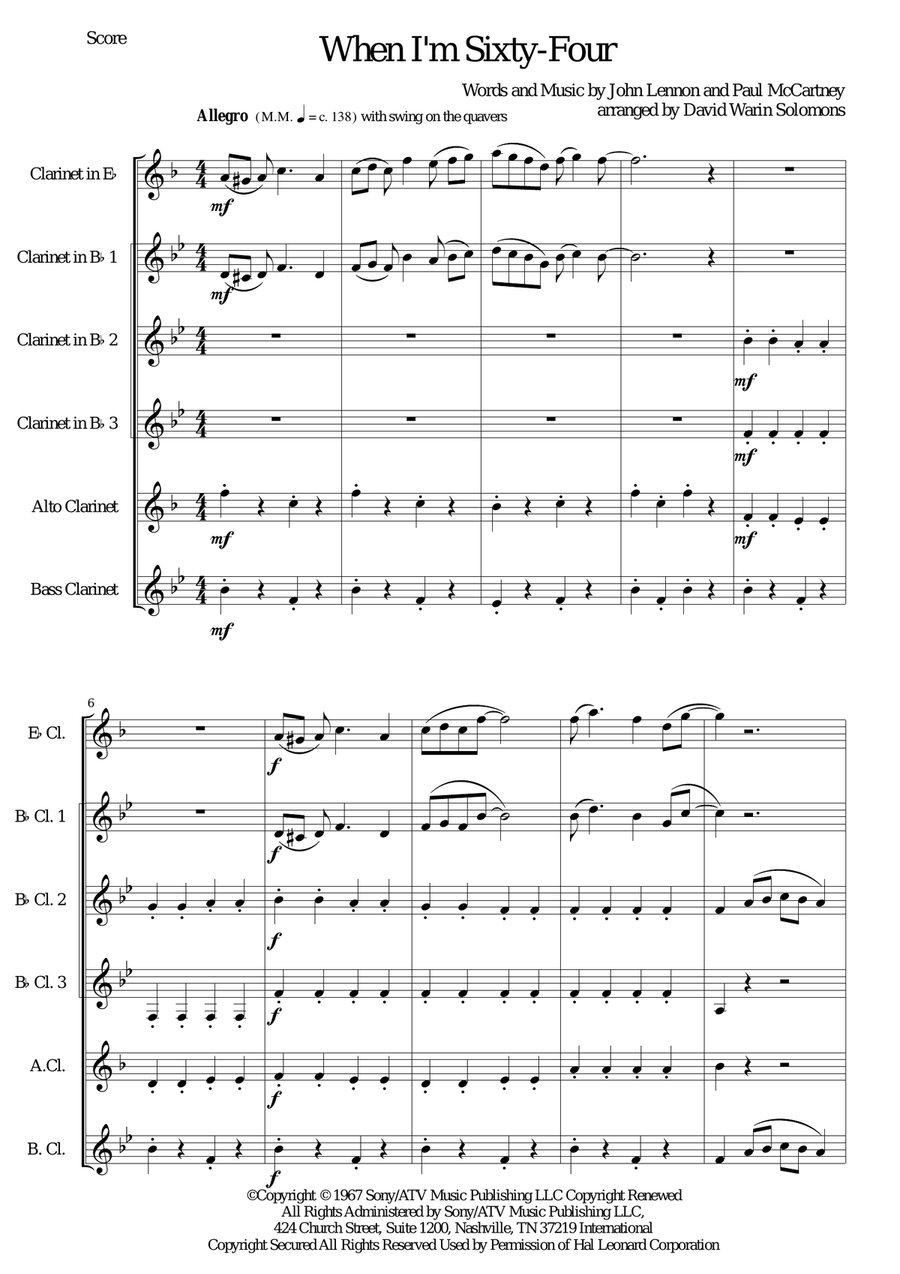 When I'm Sixty-Four When I'm Sixty-Four Woodwind Ensemble scores gallery preview page 1