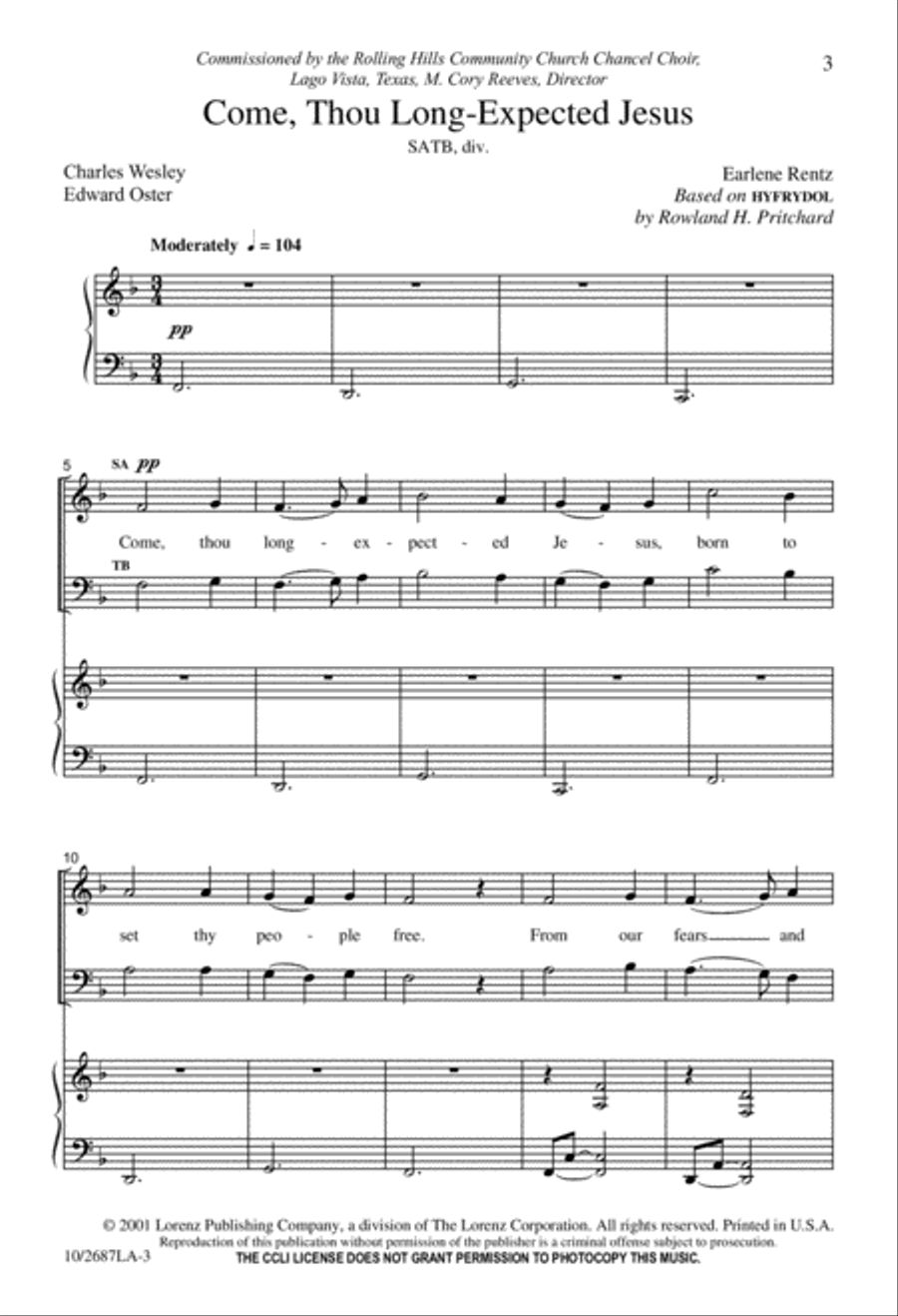 Come Thou Long-Expected Jesus Divisi scores gallery preview page 3