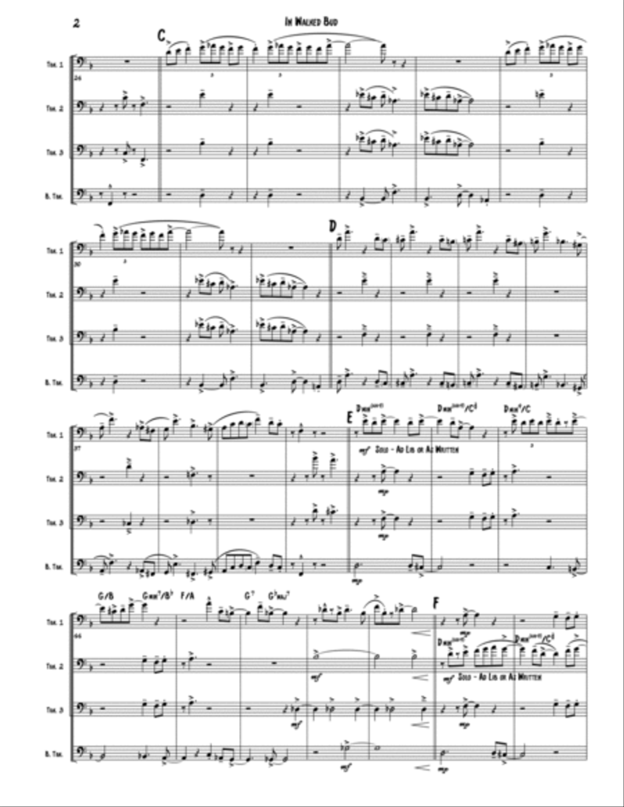 In Walked Bud Brass Quartet scores gallery preview page 2