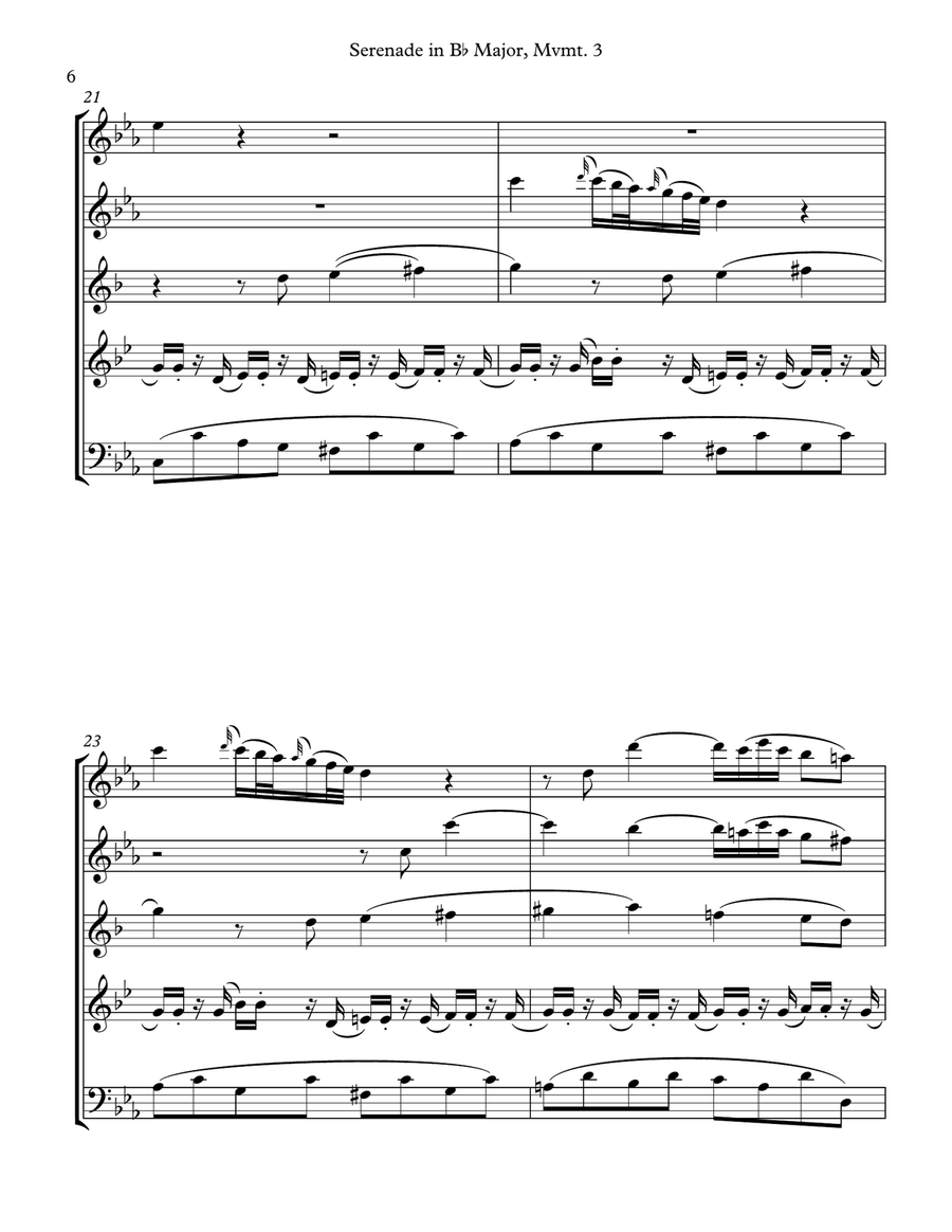 Adagio from Serenade in Bb Major, K.361 (Gran Partita) arranged for Wind Quintet Woodwind Quintet scores gallery preview page 6
