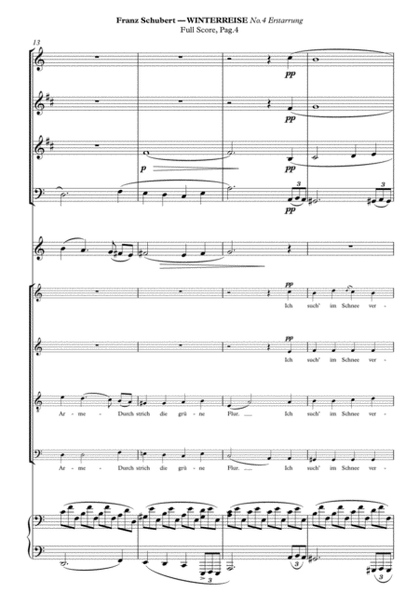 Schubert, Erstarrung from Winterreise. Arranged for SATB and Piano with Wind-Instruments ad lib. Ful image number null