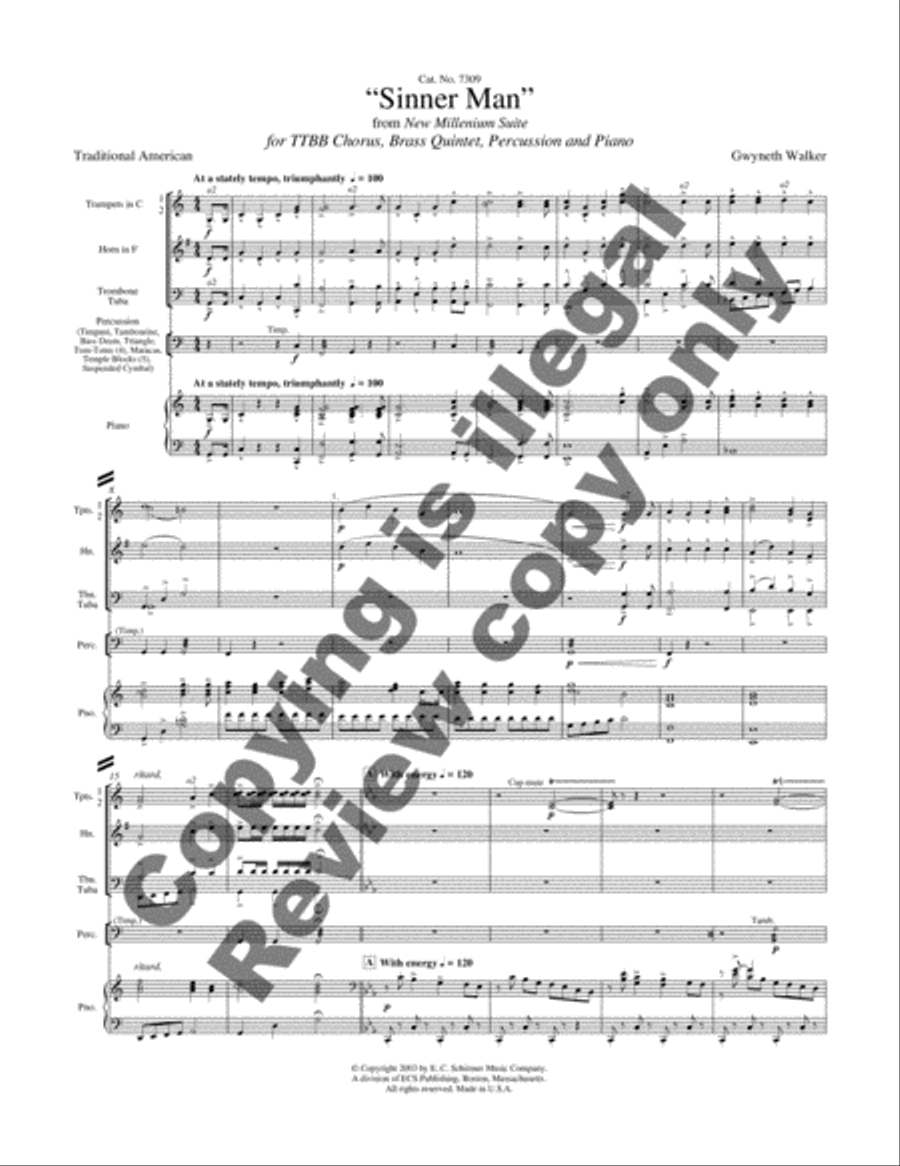 New Millennium Suite: 1. Sinner Man (Full Score) Choir scores gallery preview page 3