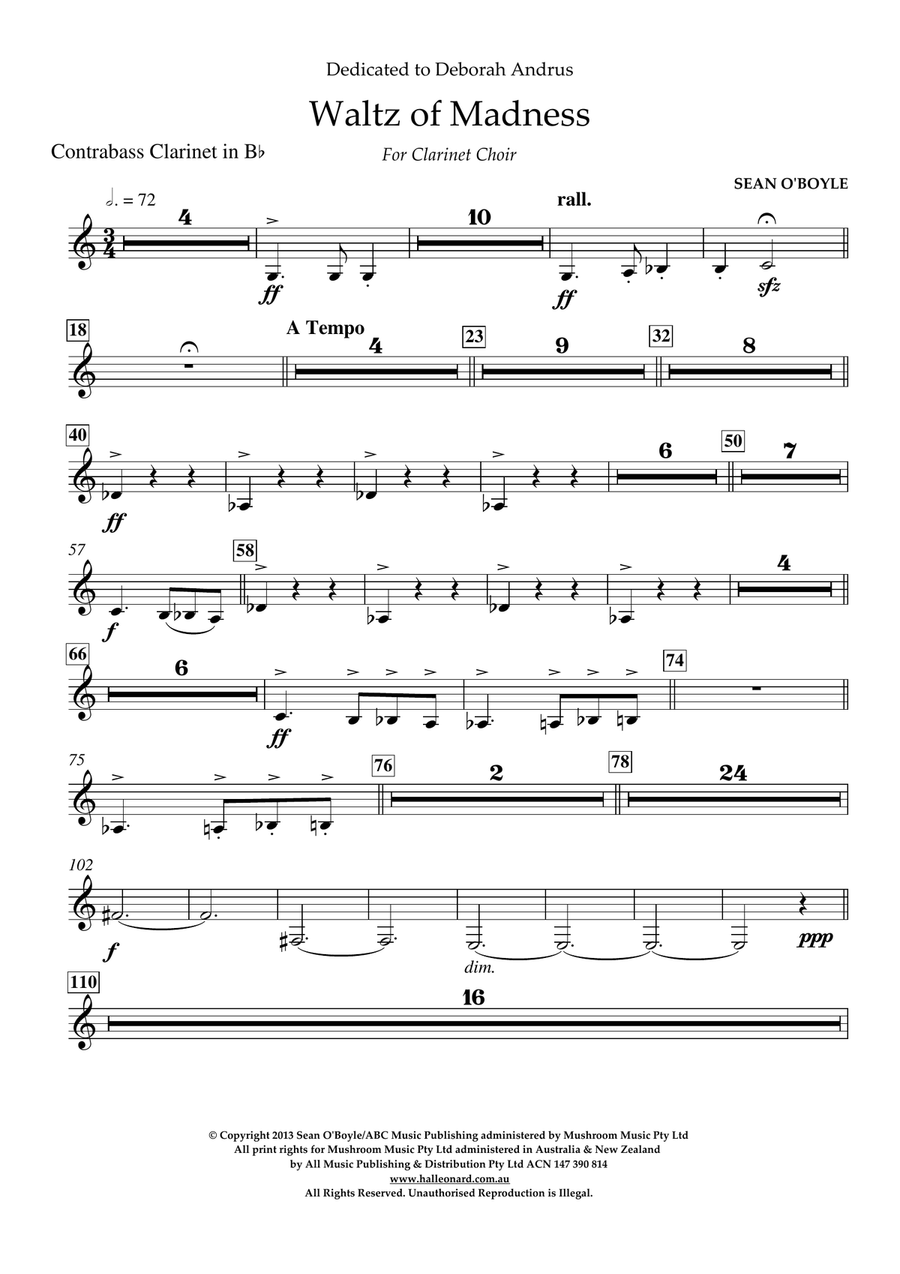 Waltz Of Madness - Contrabass Clarinet in Bb Woodwind Ensemble scores gallery preview page 1
