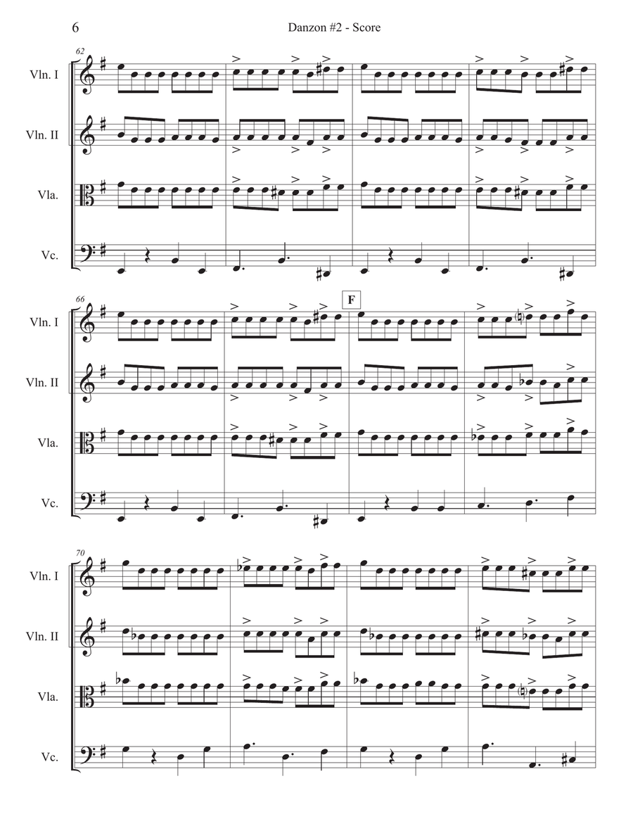 Danzon 2 String Quartet scores gallery preview page 6