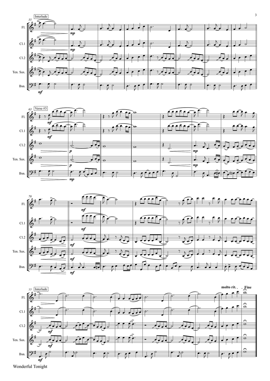Wonderful Tonight Woodwind Trio scores gallery preview page 3
