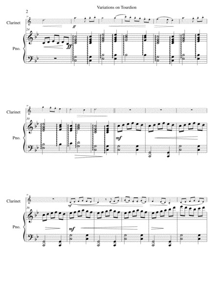 Tourdion (Quand je bois du vin clairet) for clarinet and piano image number null