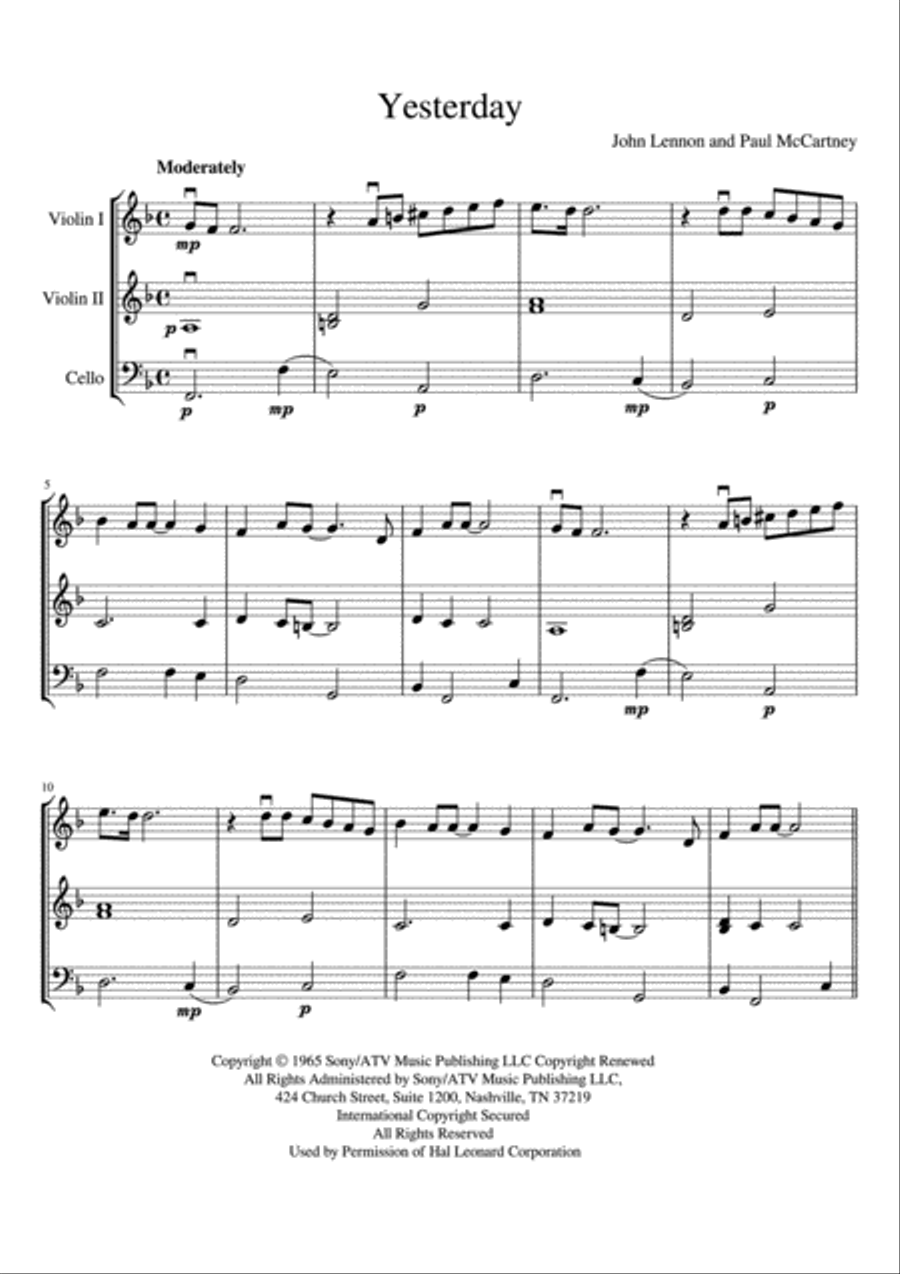 Yesterday Yesterday String Trio scores gallery preview page 2