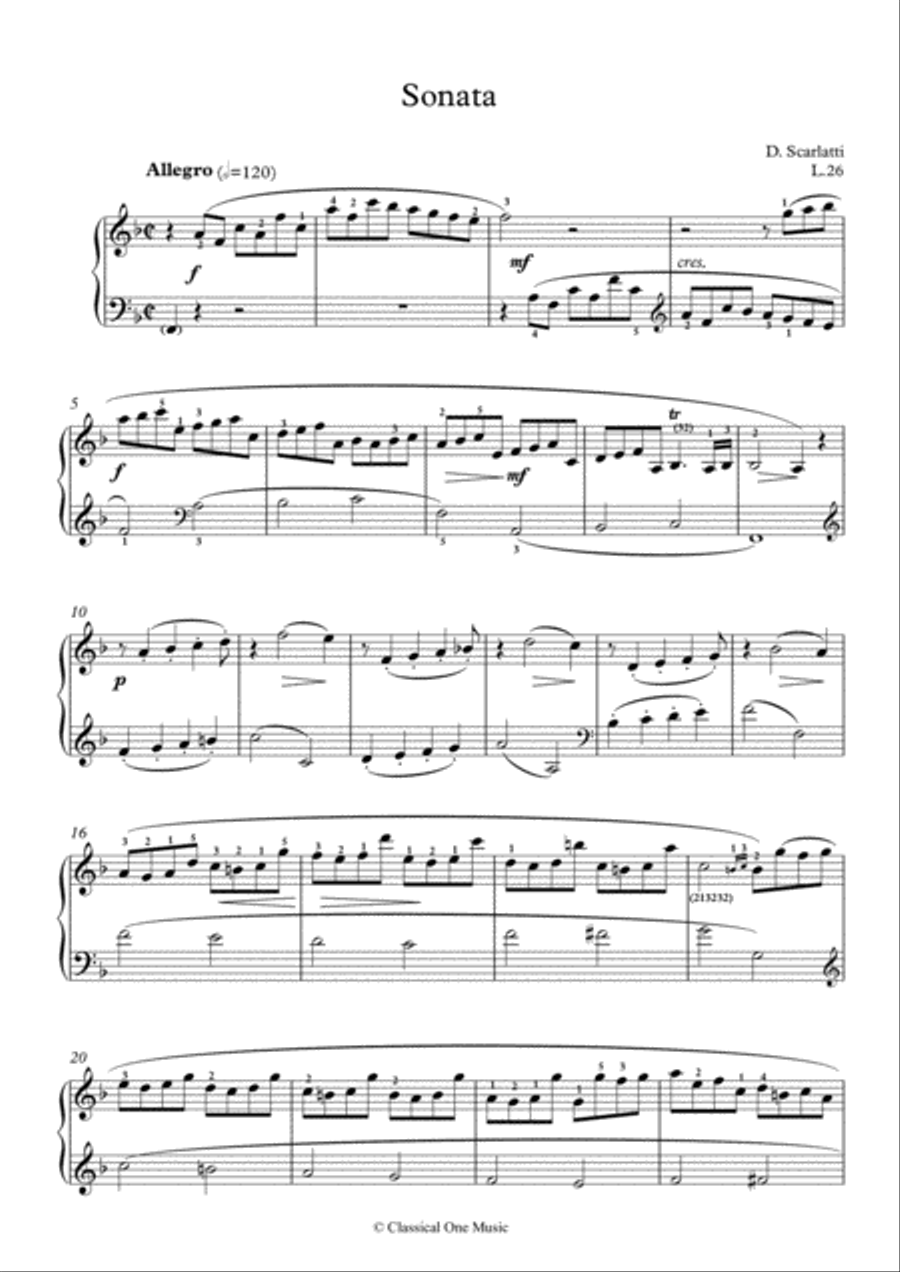 Scarlatti-Sonata in F-Major L.26 K.418(piano) Piano Solo scores gallery preview page 2