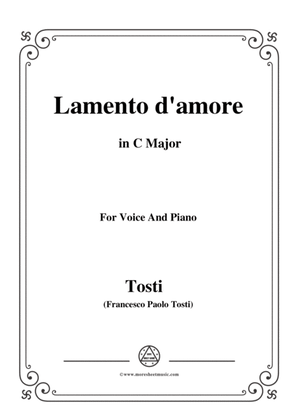 Book cover for Tosti-Lamento d'amore in C Major,for voice and piano