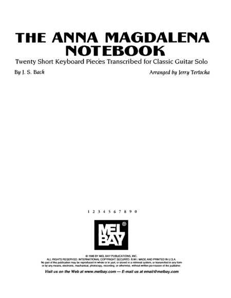 The Anna Magdalena Notebook for Classic Guitar