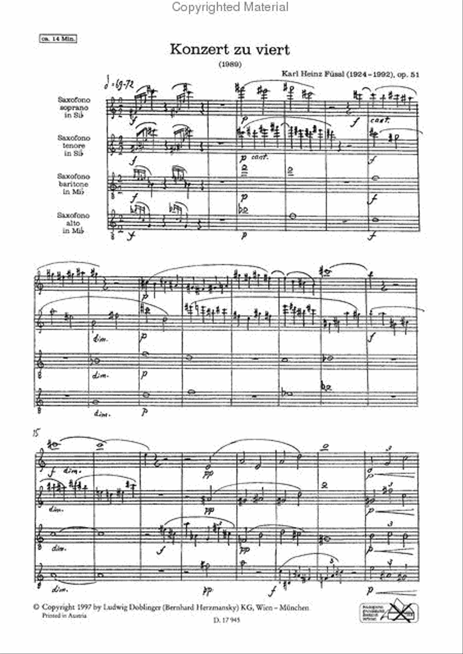 Konzert zu viert op. 51 (1989) Saxophone scores gallery preview page 2