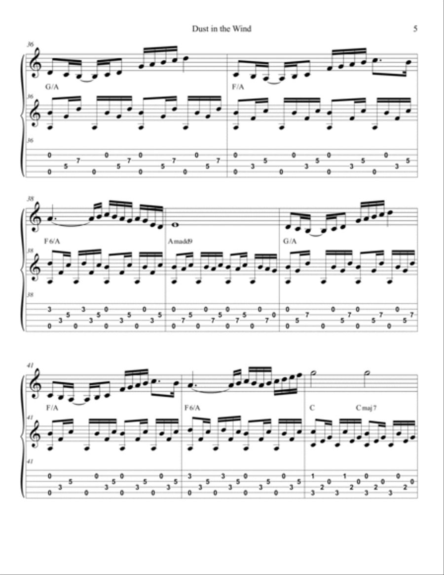 Dust In The Wind Score and Parts scores gallery preview page 6