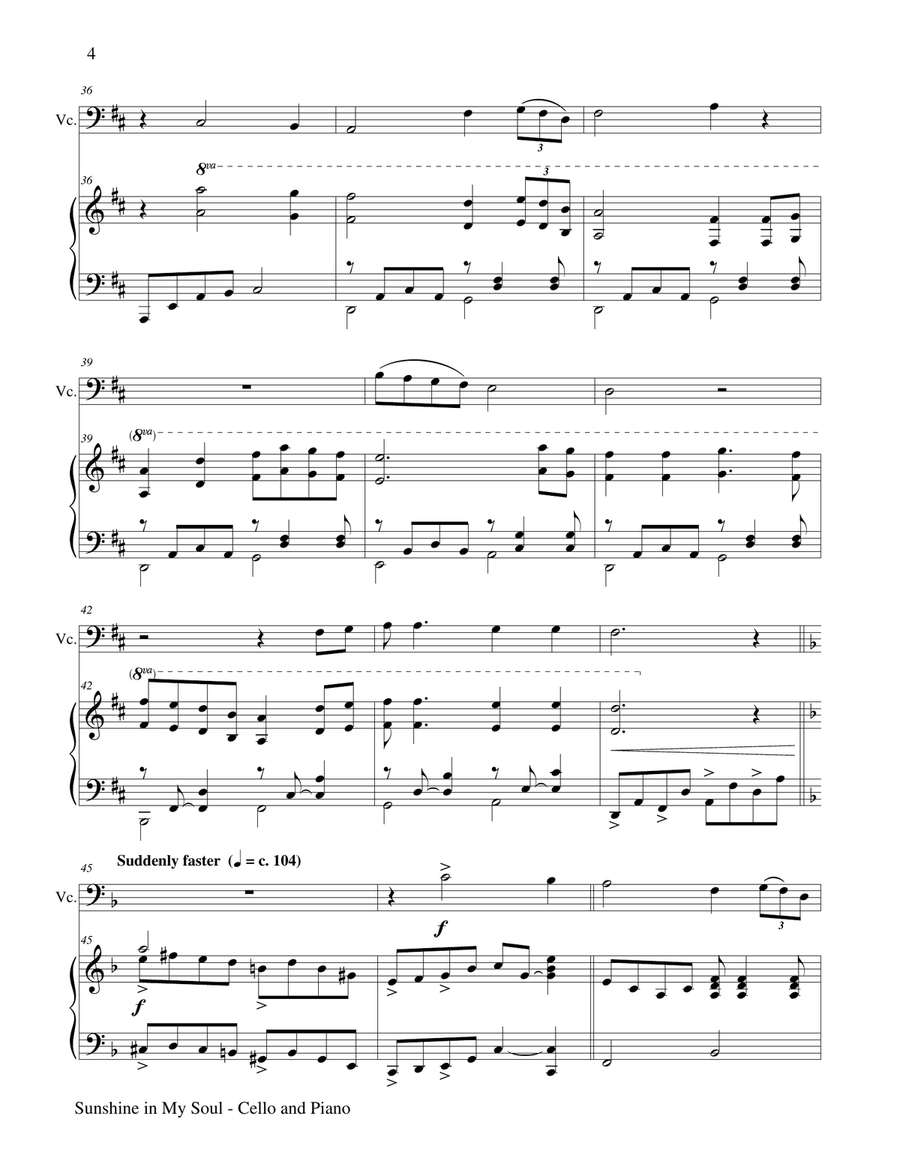 Sunshine in My Soul (Cello and Piano with Cello Part) Piano scores gallery preview page 5