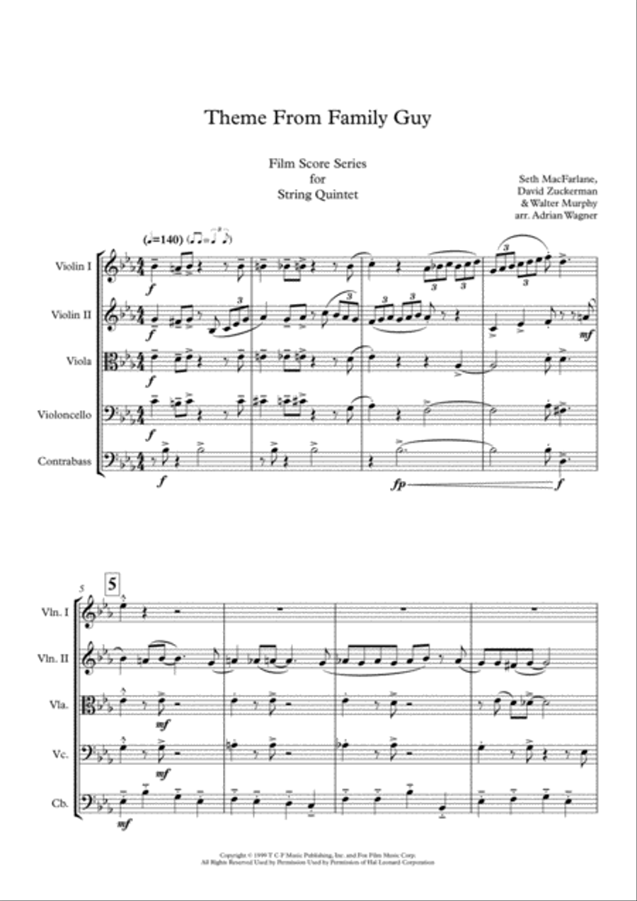 Theme From Family Guy String Quintet scores gallery preview page 3