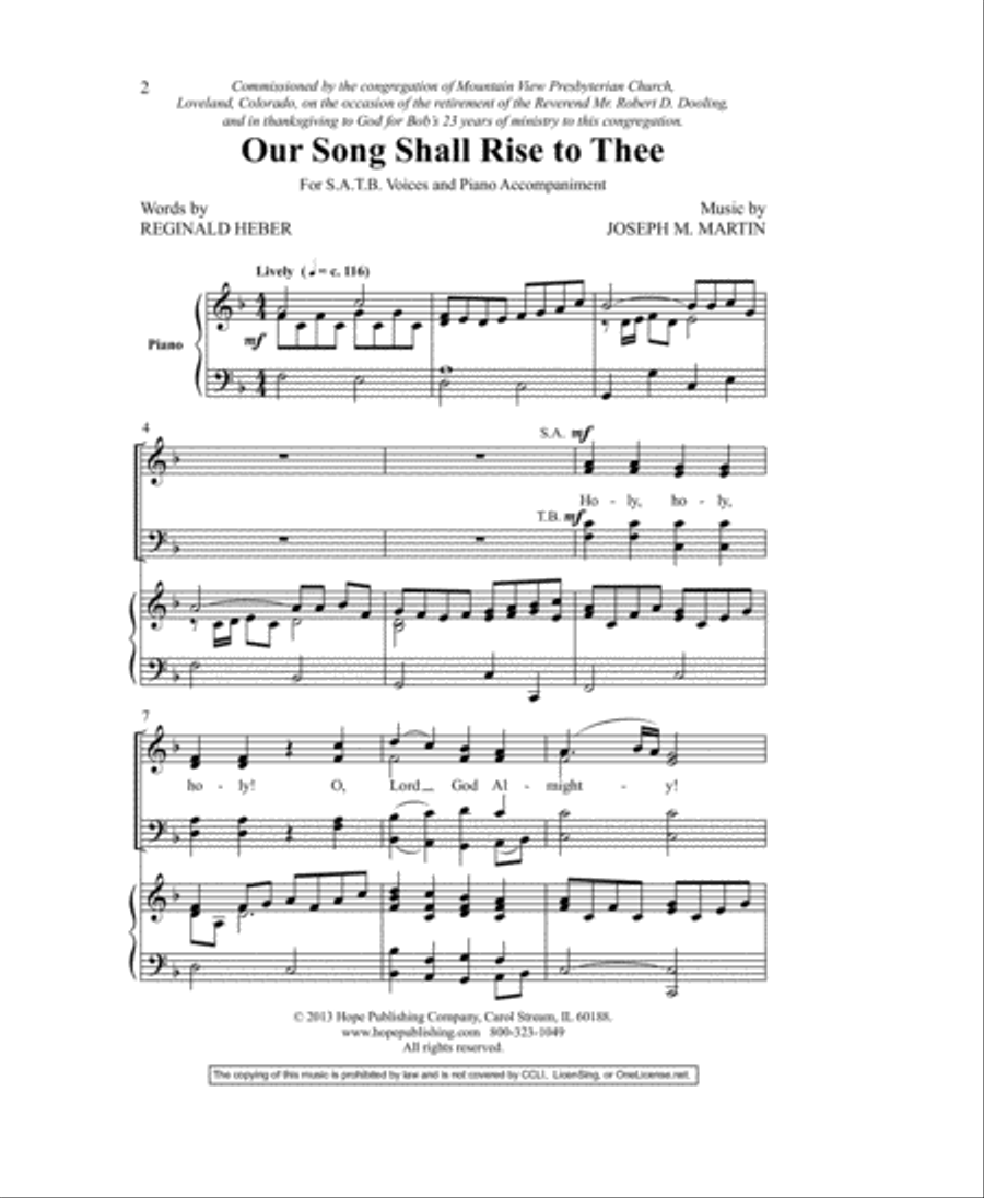 Our Song Shall Rise to Thee 4-Part scores gallery preview page 2