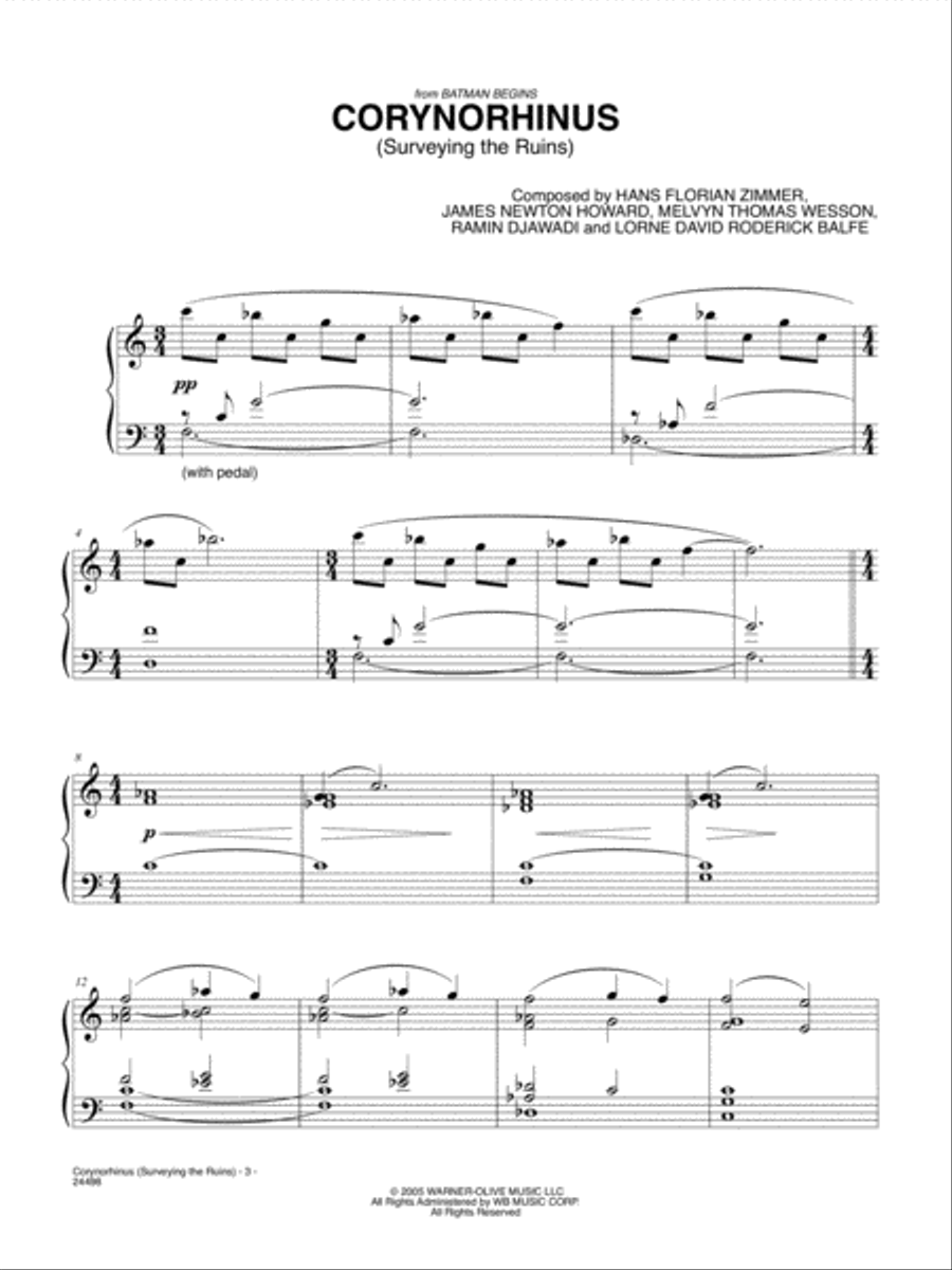 Corynorhinus (Surveying the Ruins) (from Batman Begins) Piano Solo scores gallery preview page 1