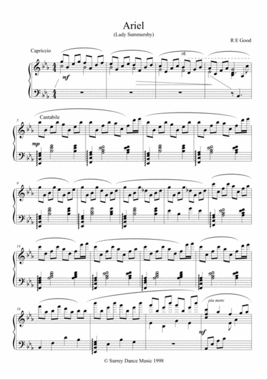 Ariel (Lady Summersby) Piano Solo scores gallery preview page 1