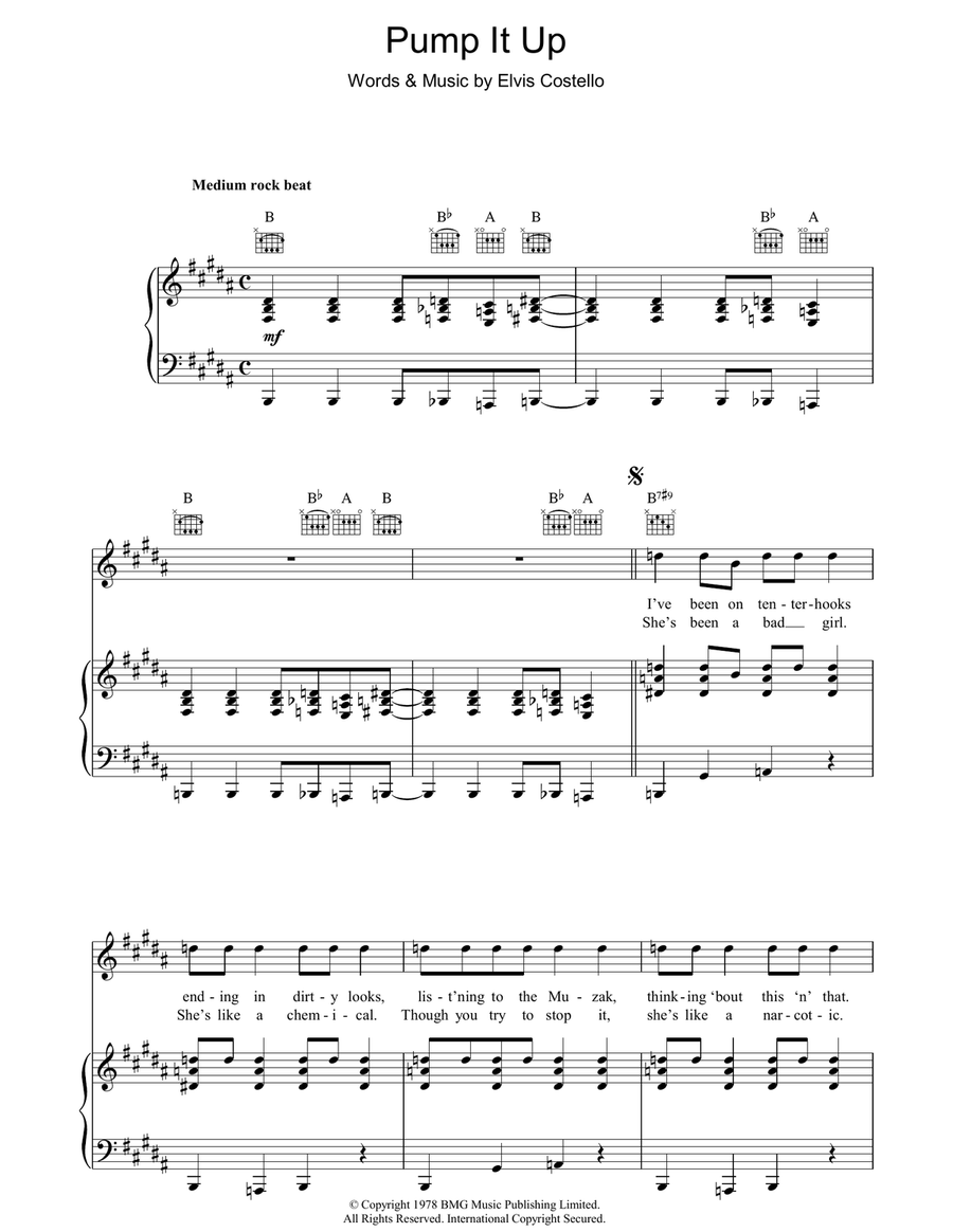 Pump It Up Piano, Vocal, Guitar scores gallery preview page 1