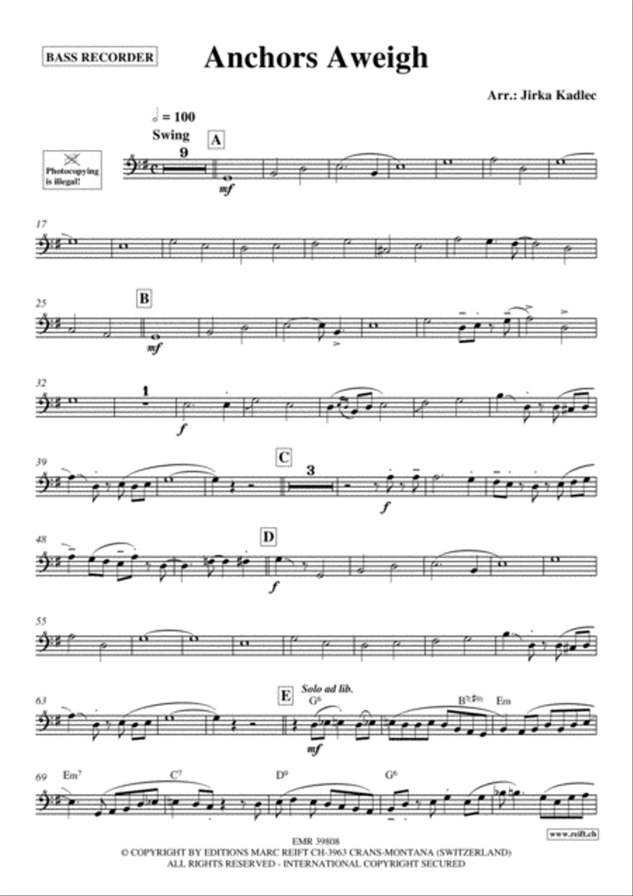 Anchors Aweigh Bass Recorder scores gallery preview page 2