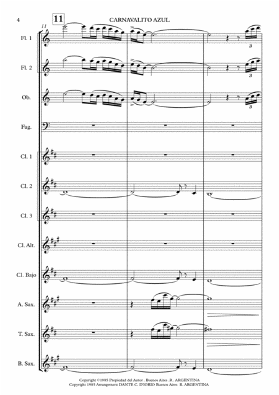 CARNAVALITO AZUL -CANCION PUNEÑA Woodwind Ensemble scores gallery preview page 4