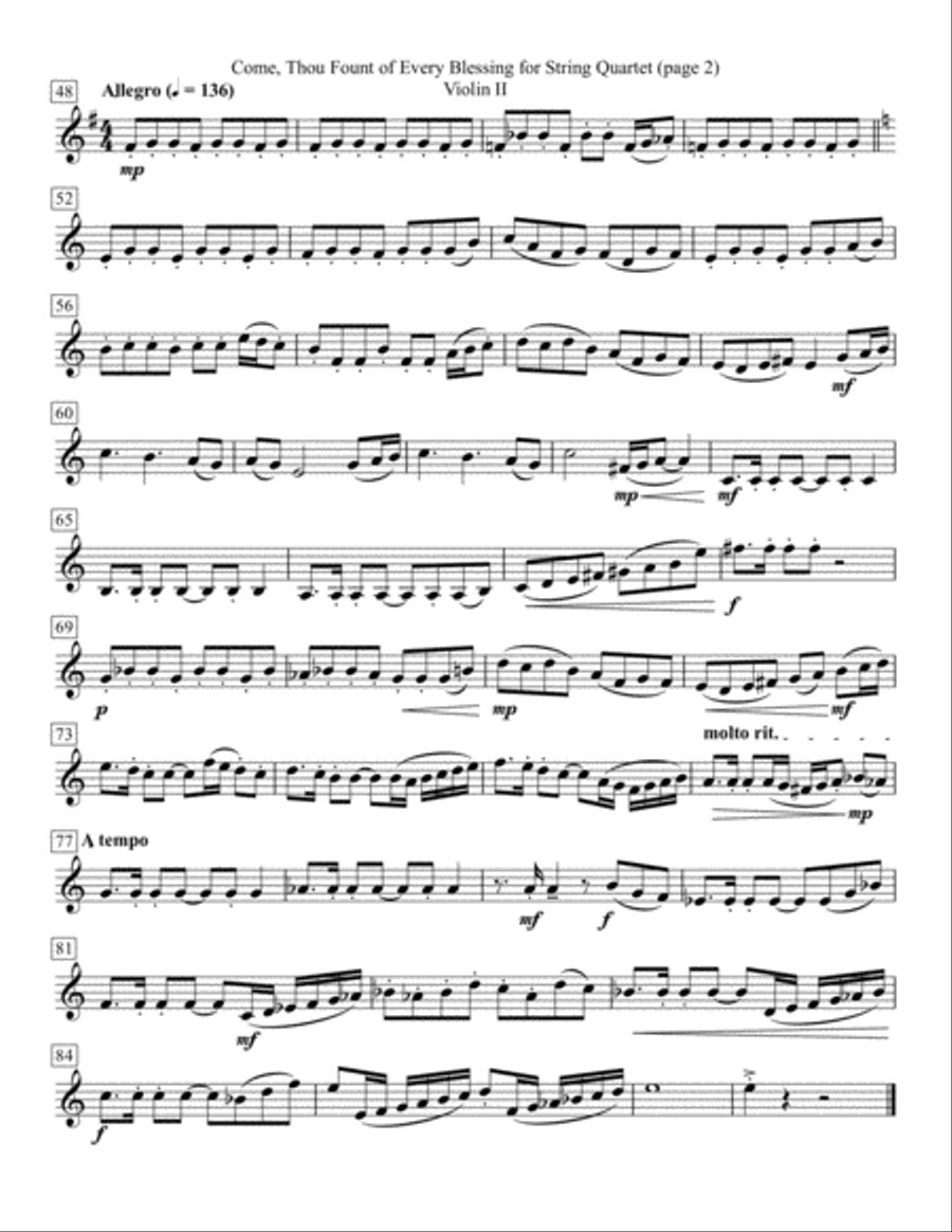 Come, Thou Fount of Every Blessing for String Quartet Come, Thou Fount of Every Blessing for String Quartet String Quartet scores gallery preview page 4