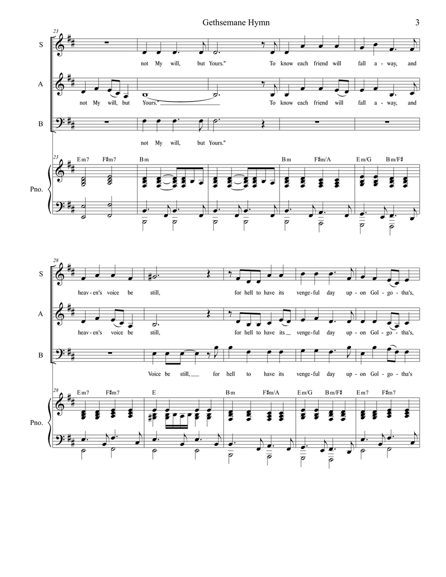 Gethsemane Hymn 3-Part scores gallery preview page 3