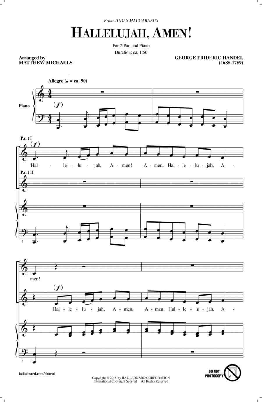 Hallelujah, Amen! Hallelujah, Amen! 2-Part scores gallery preview page 1