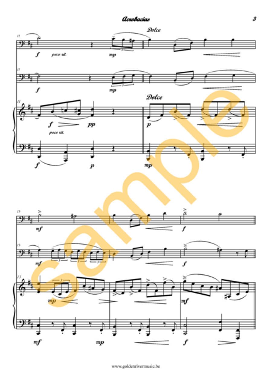 Acrobacias / Acrobatics for 2 celli Clarinet Solo scores gallery preview page 4