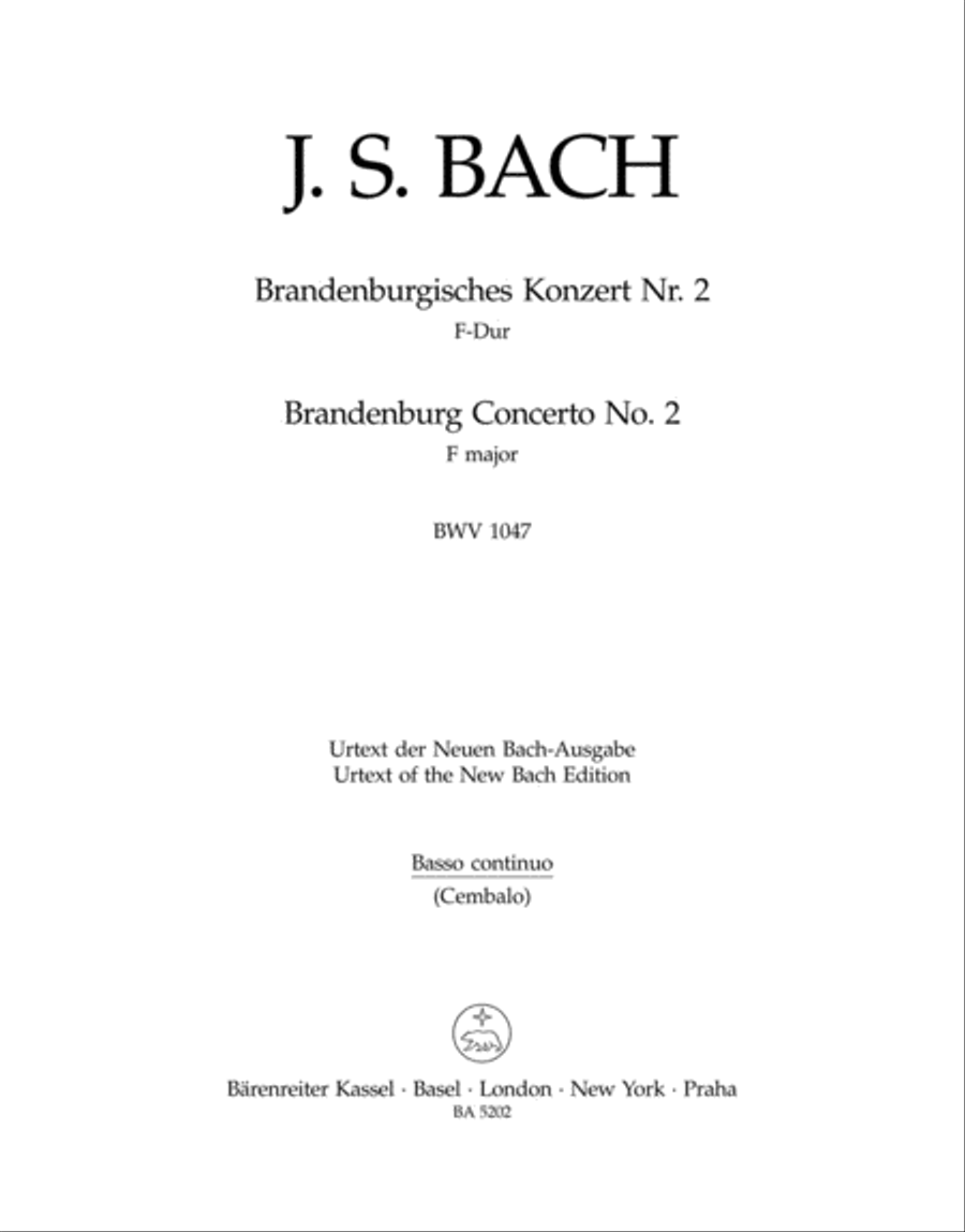 Brandenburg Concerto, No. 2 F major BWV 1047 Harpsichord scores gallery preview page 1