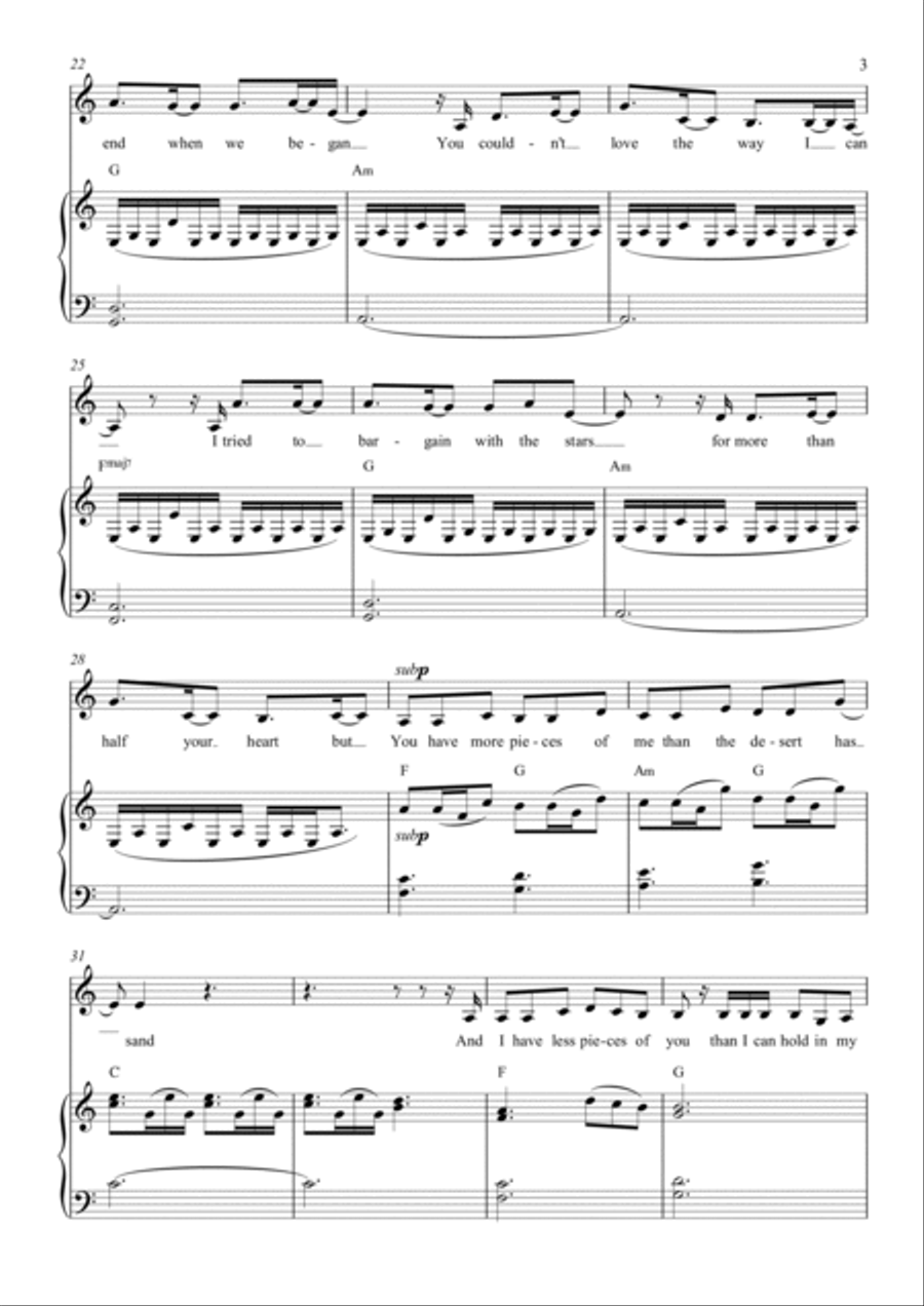 Sand Piano, Vocal, Guitar scores gallery preview page 3