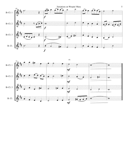 Variations on Weepin' Mary for clarinet quartet image number null