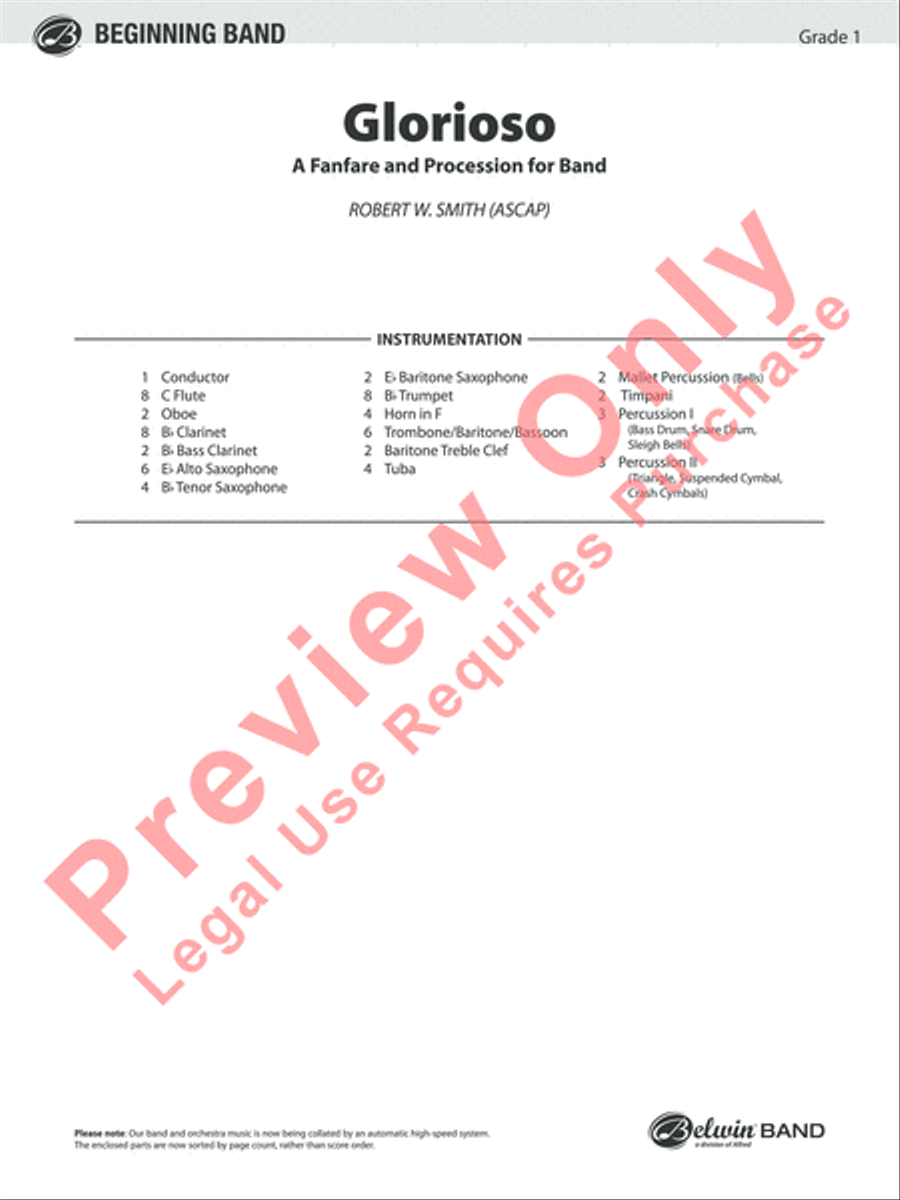 Glorioso (A Fanfare and Procession for Band) Concert Band scores gallery preview page 2