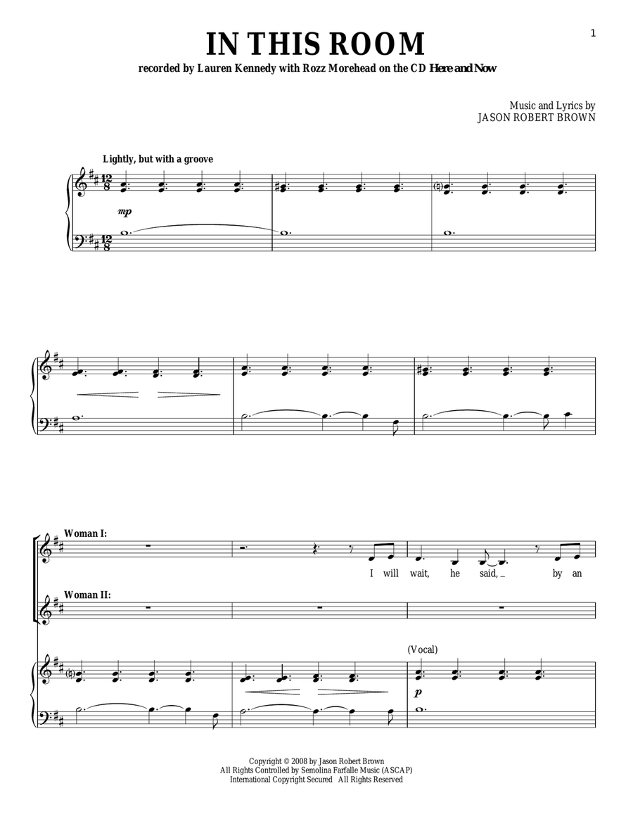 In This Room In This Room Voice scores gallery preview page 1