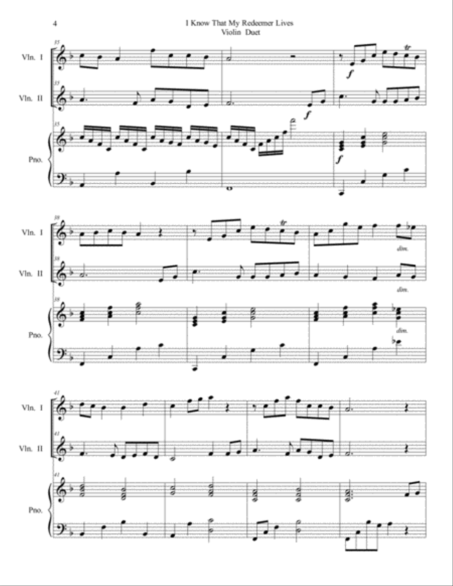 I Know That My Redeemer Lives violin duet String Duet scores gallery preview page 4