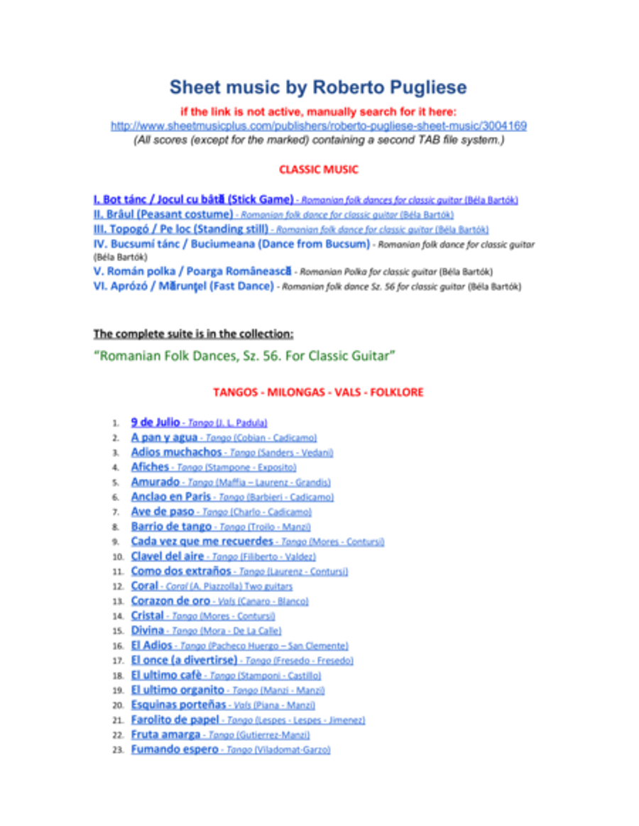 Tu - guitar tango (Dames - Contursi) Classical Guitar scores gallery preview page 3