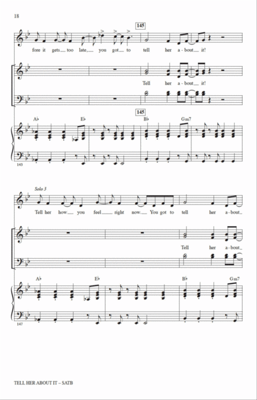 Tell Her About It (arr. Jack Zaino) 4-Part scores gallery preview page 16