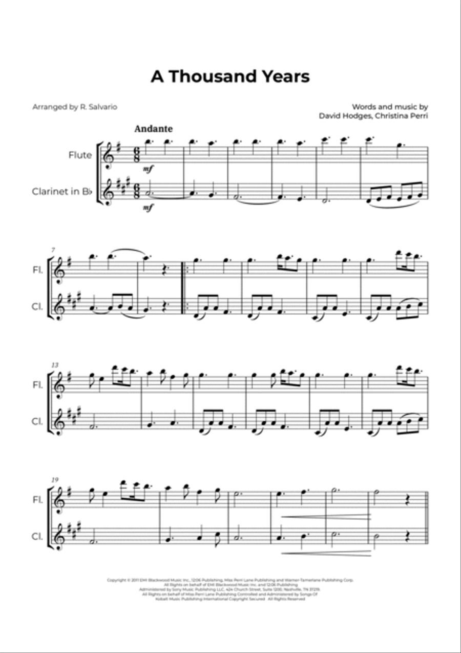 A Thousand Years A Thousand Years Woodwind Duet scores gallery preview page 2