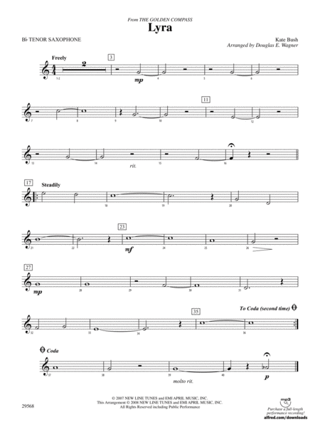 Lyra (from The Golden Compass): B-flat Tenor Saxophone